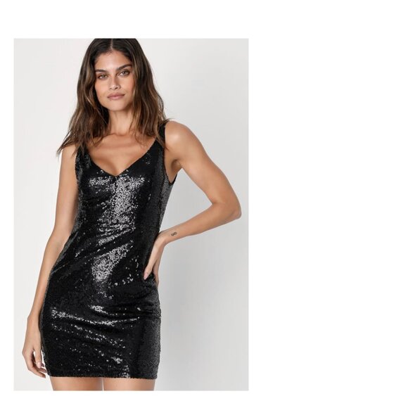 Lulus Black Sequin Bodycon Dress - Picture 1 of 1